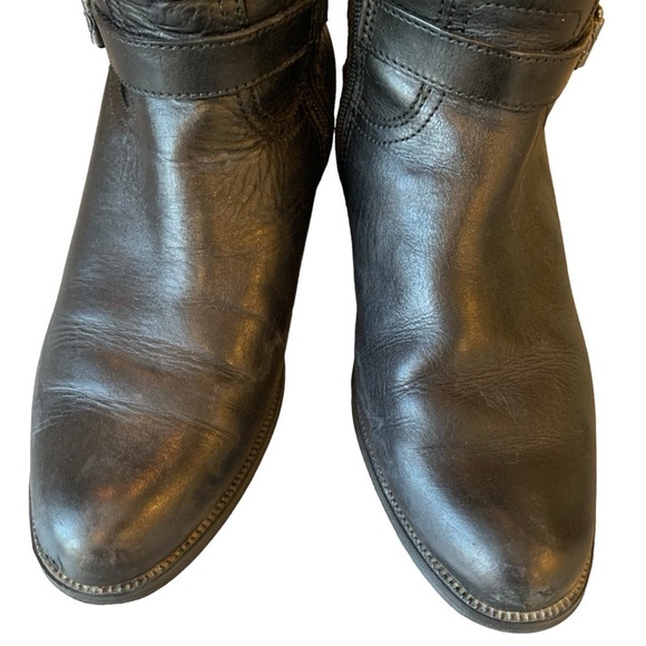 Bussola Siena Black Leather Tall Riding Boots  Buckle Strap sz 37 (US 6.5-7) - Picture 3 of 13
